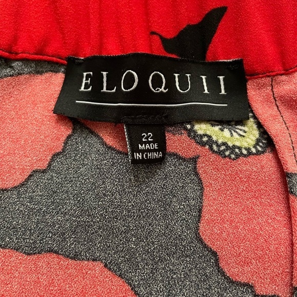 Eloquii Floral Asymmetrical Hem Skirt Red/Black Plus size 22 - Picture 8 of 12